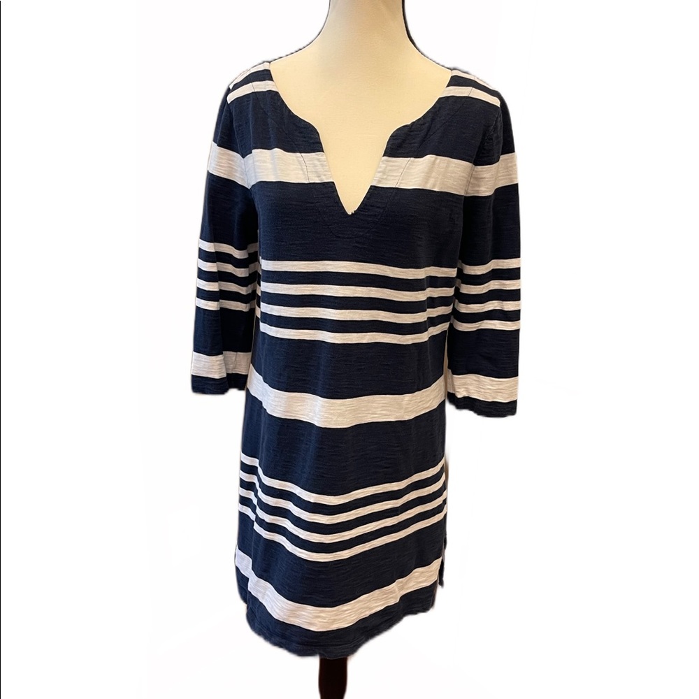 Gap Blue & White V-Neck Cotton Dress Size M
